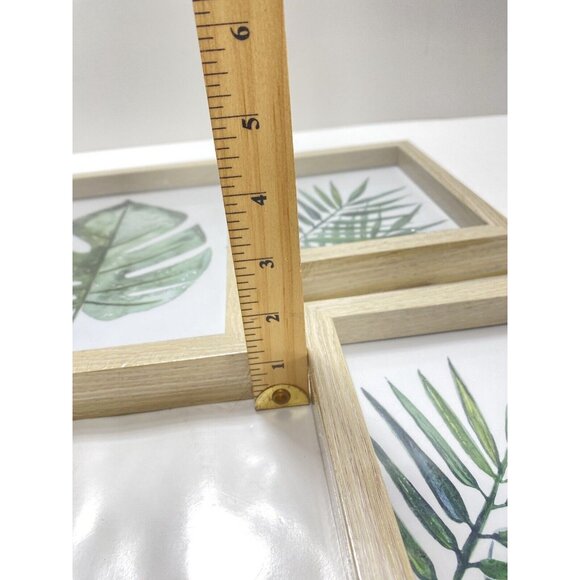 Sealed Set of 3 Leaves Botanical Leaf Minimalist Photo Wooden Frames Art New - Picture 10 of 11